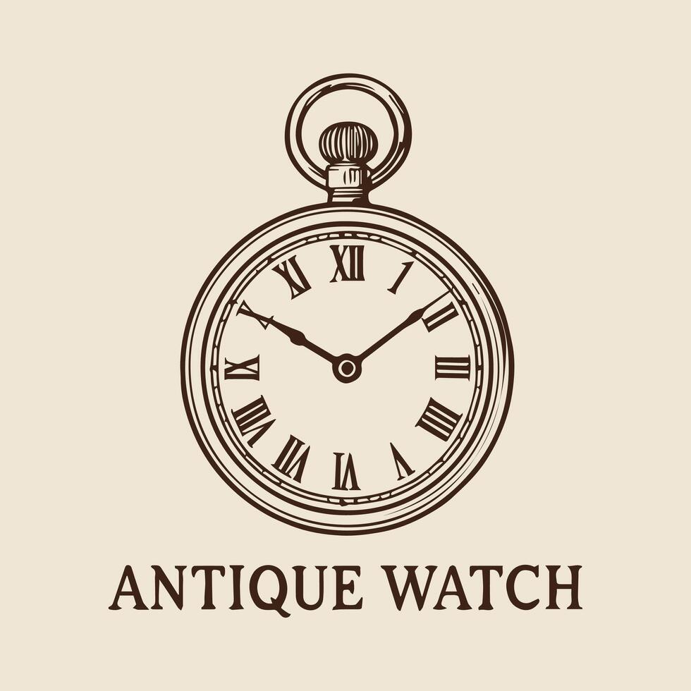 Timeless Elegance Depicted in a Vintage Pocket Watch Design Style vector