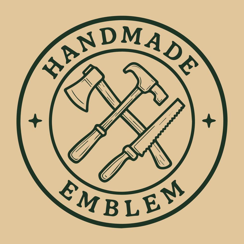 Crafted with Passion Handmade Emblem Logo Design for Skilled Artisans vector
