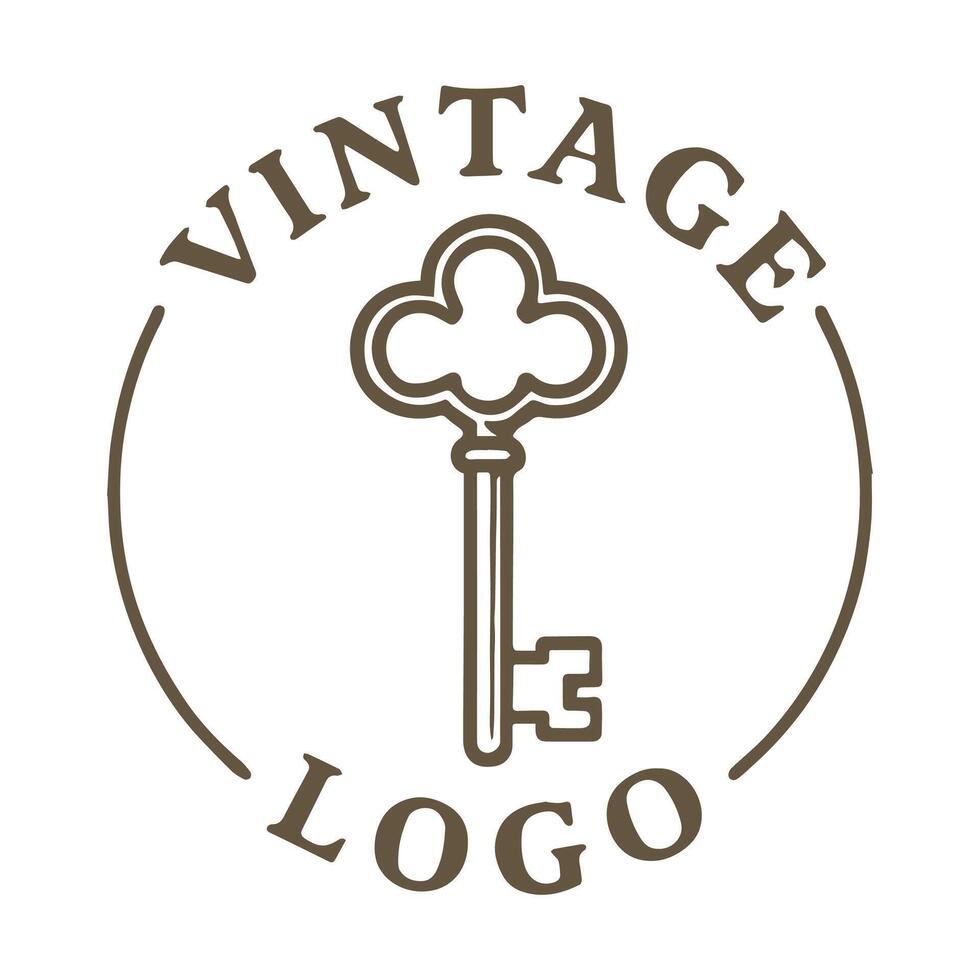 Classic Vintage Key Logo Design with Antique Aesthetic and Timeless Charm vector