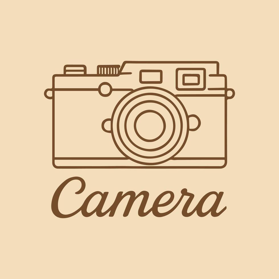 Vintage Camera Icon Graphic with Clean Brown Lines and Simple Design vector