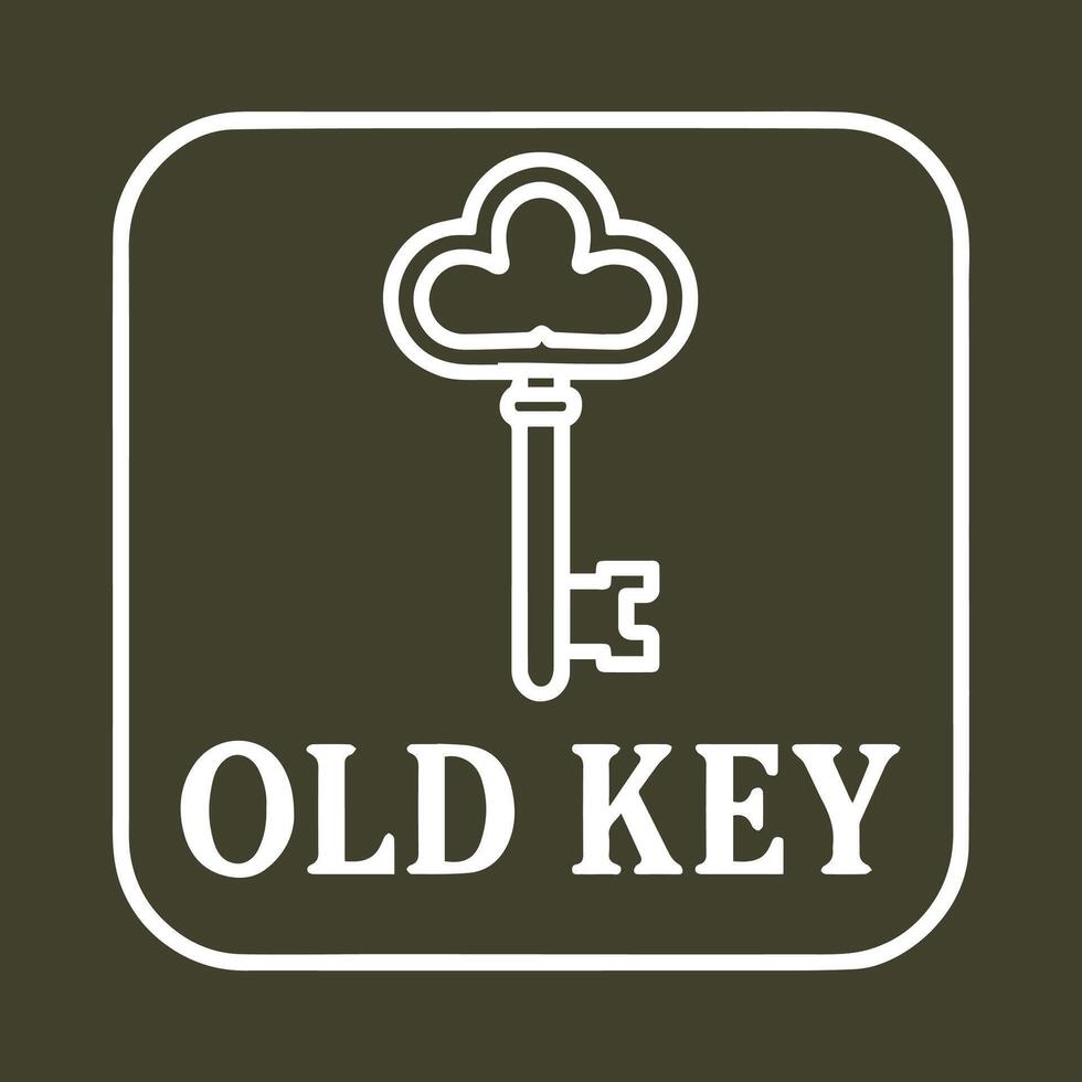 Vintage skeleton key outline on a dark background an elegant old key icon graphic vector