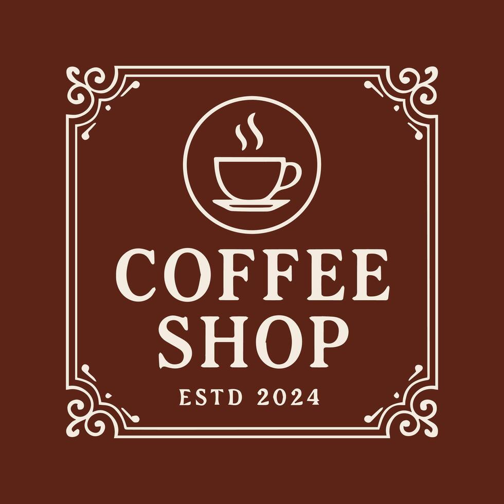 Sophisticated Coffee Shop Logo Design Vintage Estd 2024 Steaming Cup Emblem vector