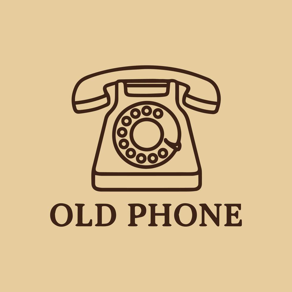 Vintage Rotary Phone Graphic Antique Communication Device Line Art vector