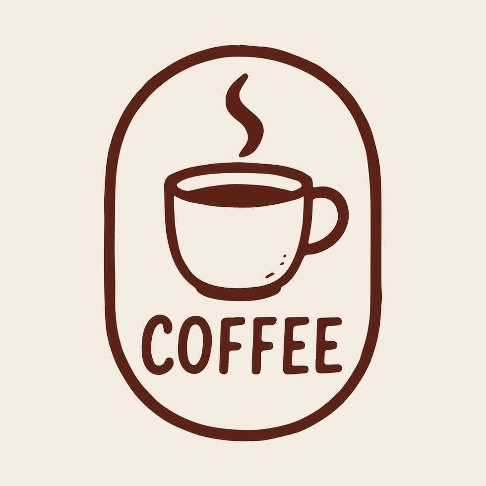 Warm Coffee Cup Logo with Steaming Hot Beverage Icon and Coffee Text vector