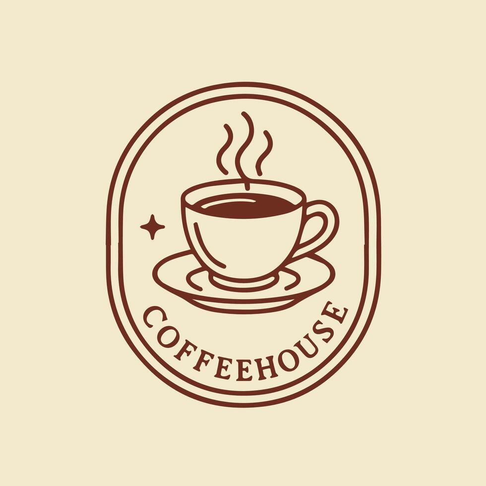 Warm Steaming Coffee Cup Coffeehouse Logo Design with Vintage Minimalist Style vector