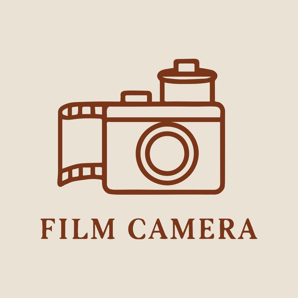 Retro Film Camera Icon Capturing Timeless Moments in Brown and Cream vector