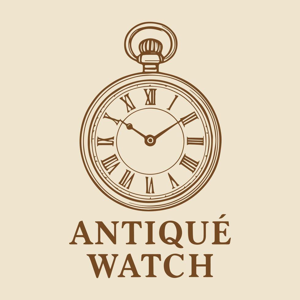 Elegant Antique Pocket Watch Illustration Timeless Vintage Design vector
