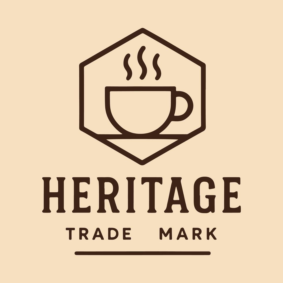 Elegant Coffee Cup Design for Cafe Brand Heritage Trademark Style vector