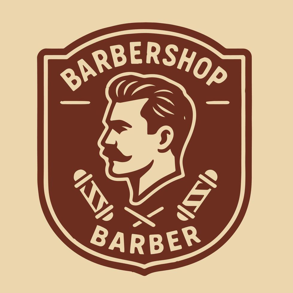 Vintage Barber Shop Logo Featuring a Stylish Gentleman and Traditional Poles Design vector