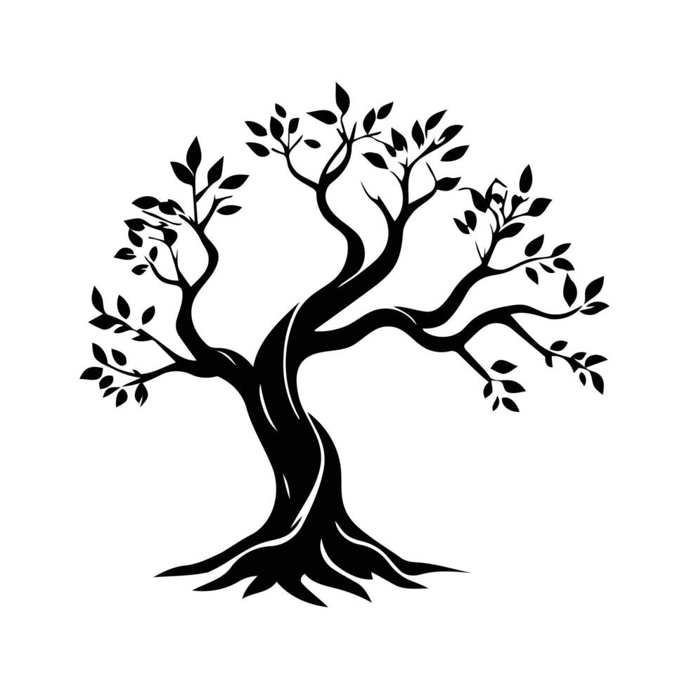 A resilient tree a symbol of growth and perseverance in challenging times illustrated in black vector