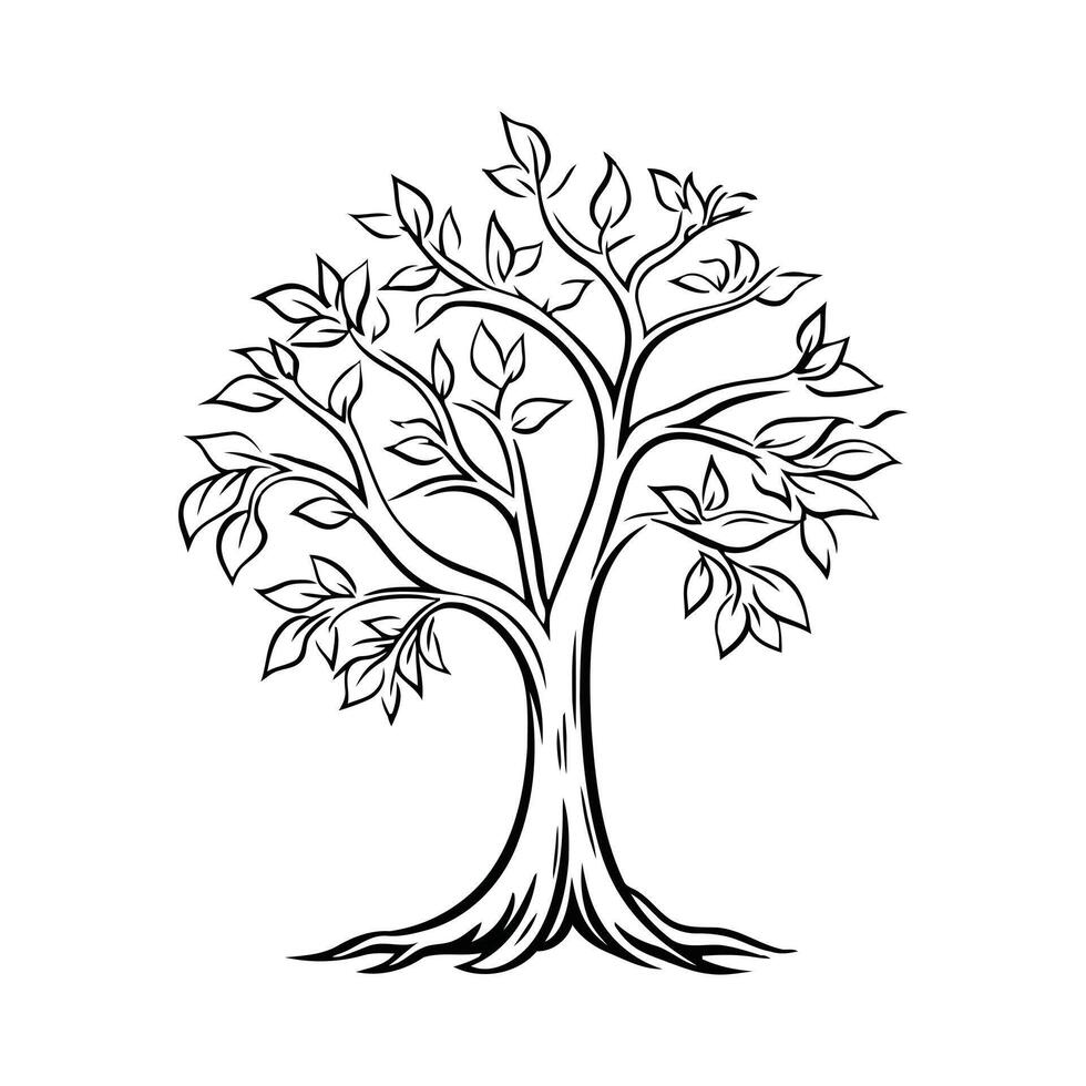 Symbol of resilience a monochrome tree illustration representing growth with clean line art vector
