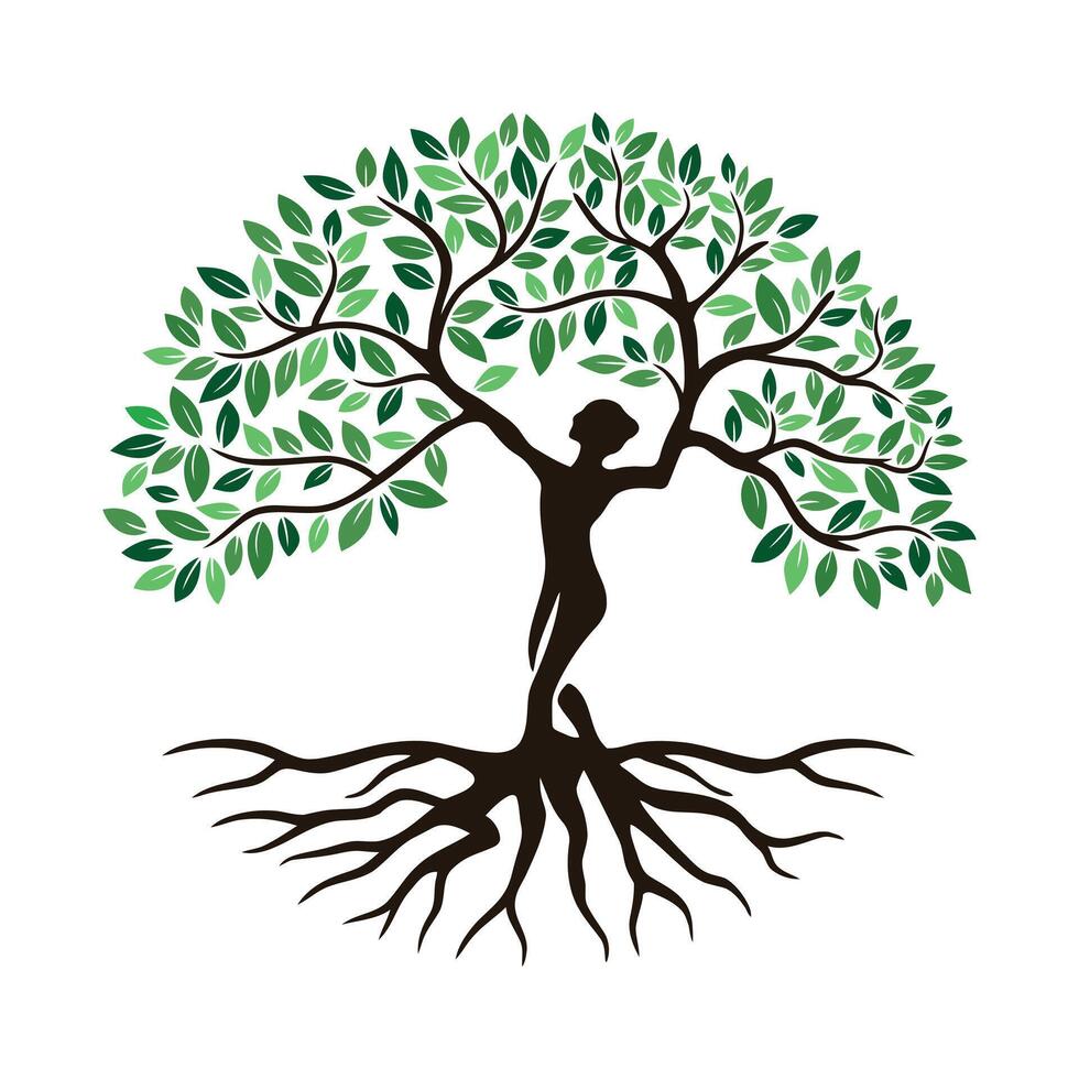 Wisdom and strength the tree of life embodying growth and connection in stylized design vector