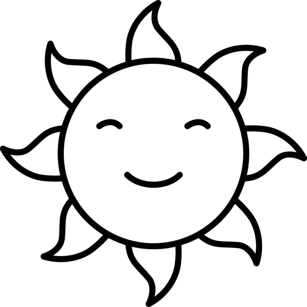 Sun smiling face coloring pages vector