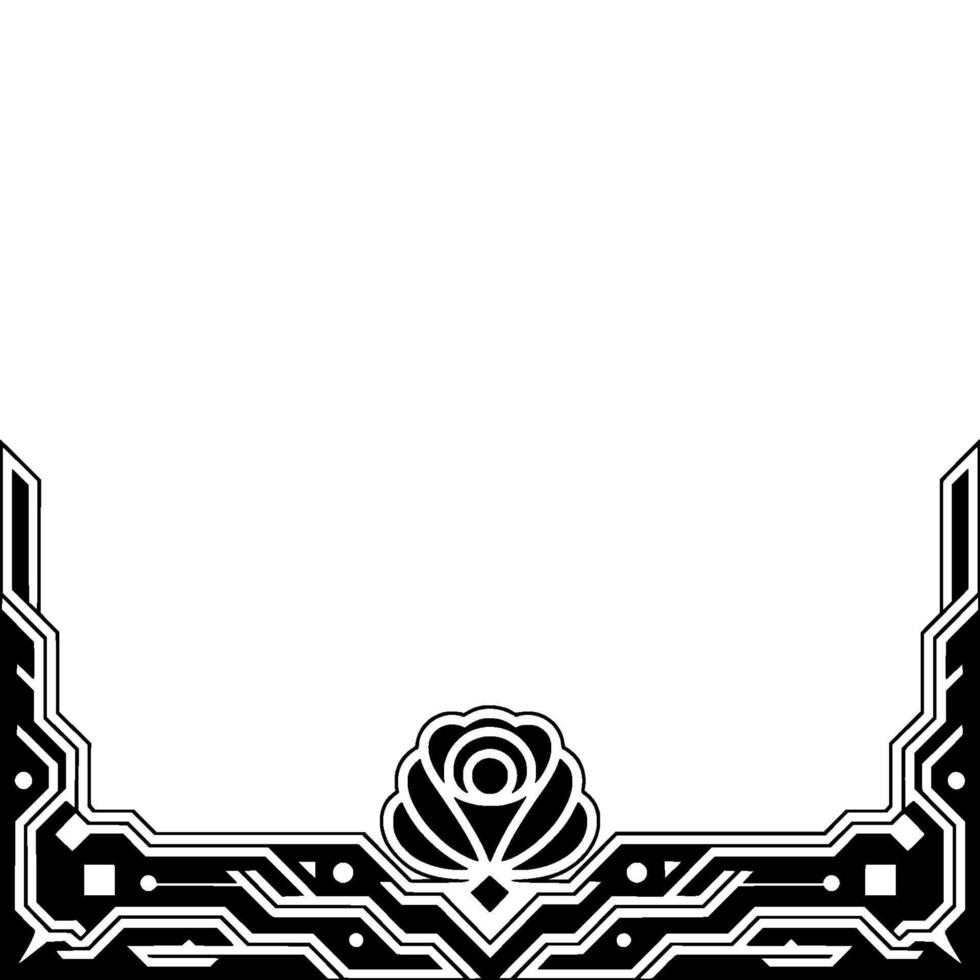 Geometric Rose Frame Elegant Black and White Element vector