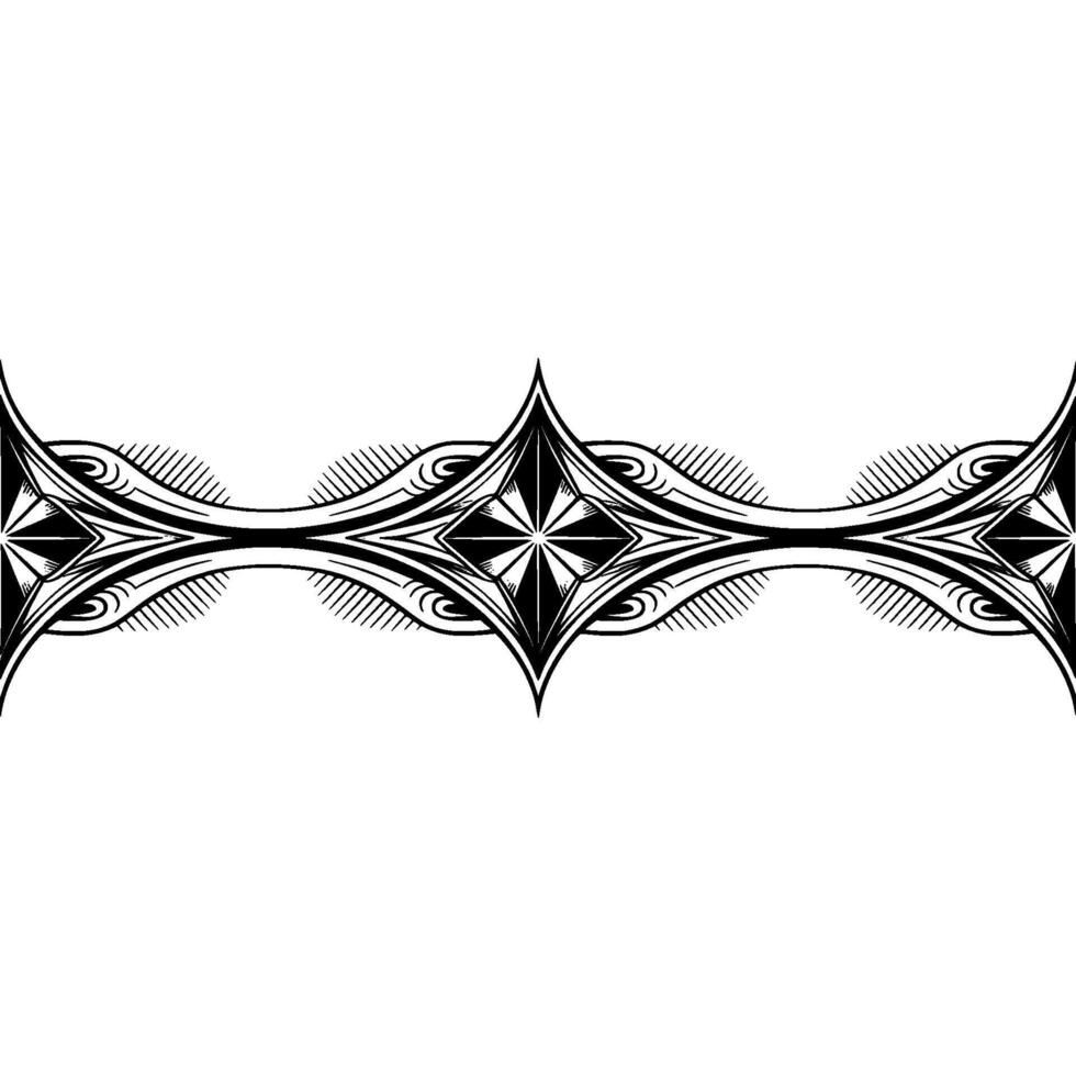 Abstract Geometric Border Ornament, Black White, Minimalist vector