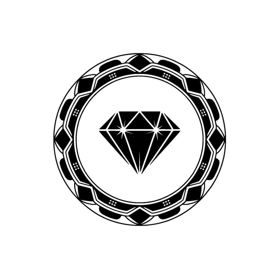 Elegant Black Diamond Within Geometric Mandala Frame Illustration vector