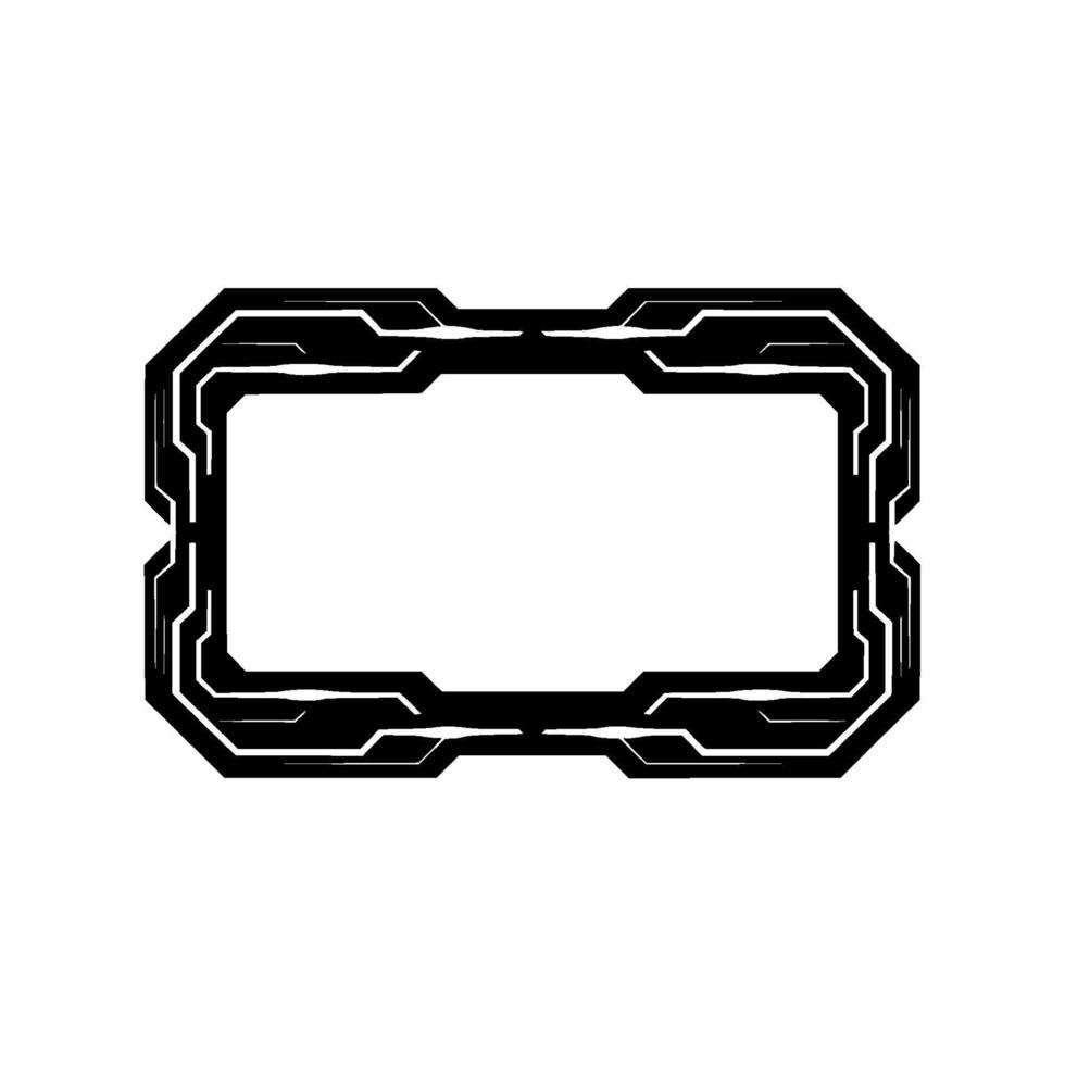 Futuristic Tech Frame Black White Ui Element, Glow Effect, Empty Space vector