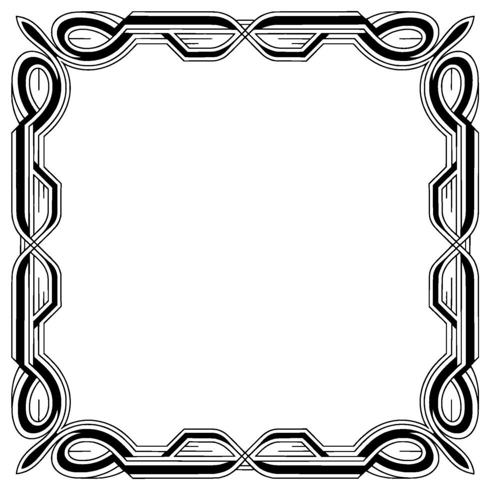 Elegant Art Deco Border Frame Black White, Illustration vector