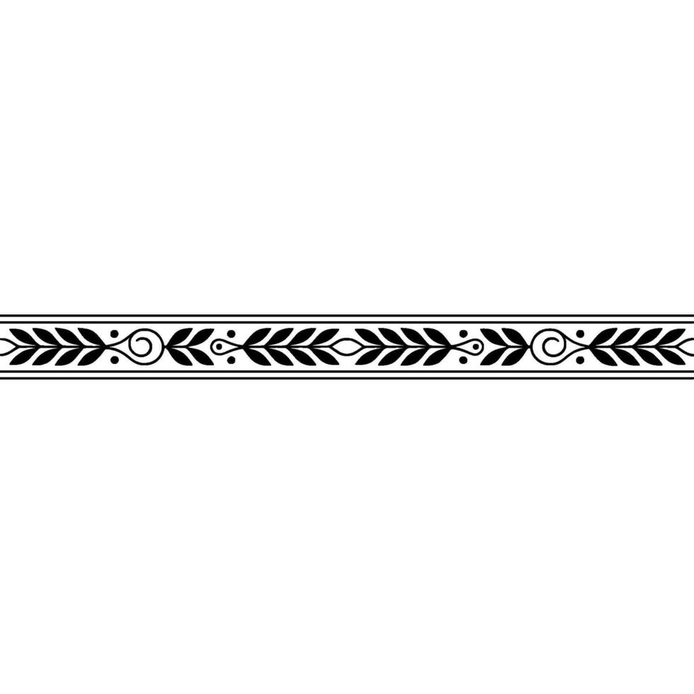 Elegant Black Leafy Border on White Background, Decorative vector