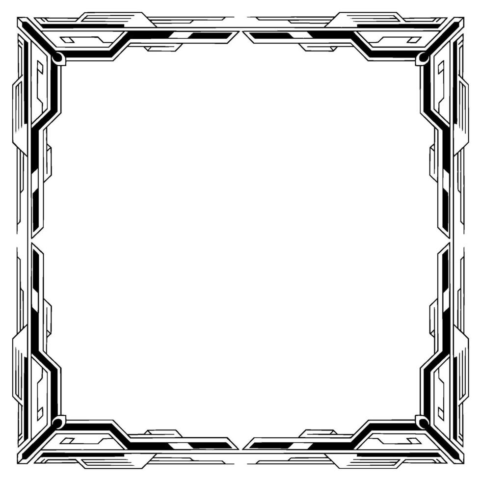 Art Deco Frame Geometric Border in Black and White - Template vector