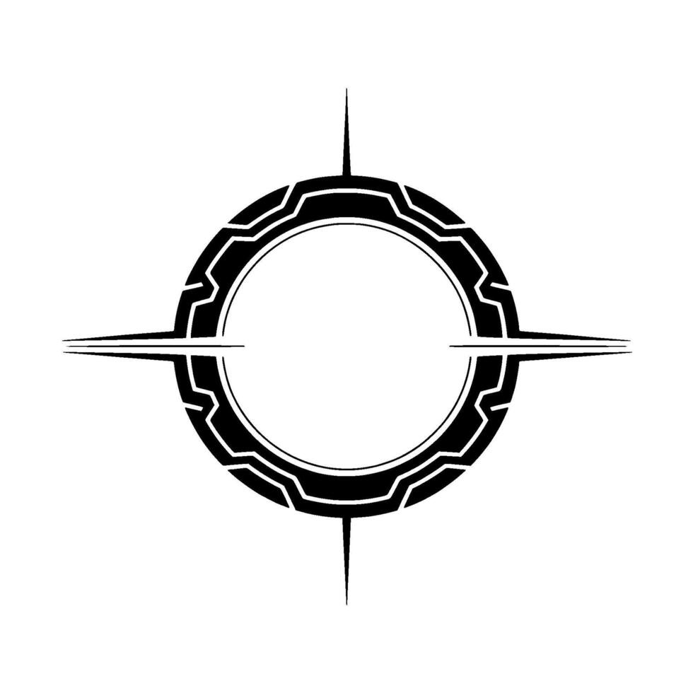 Geometric Compass Rose Black White Minimalist vector