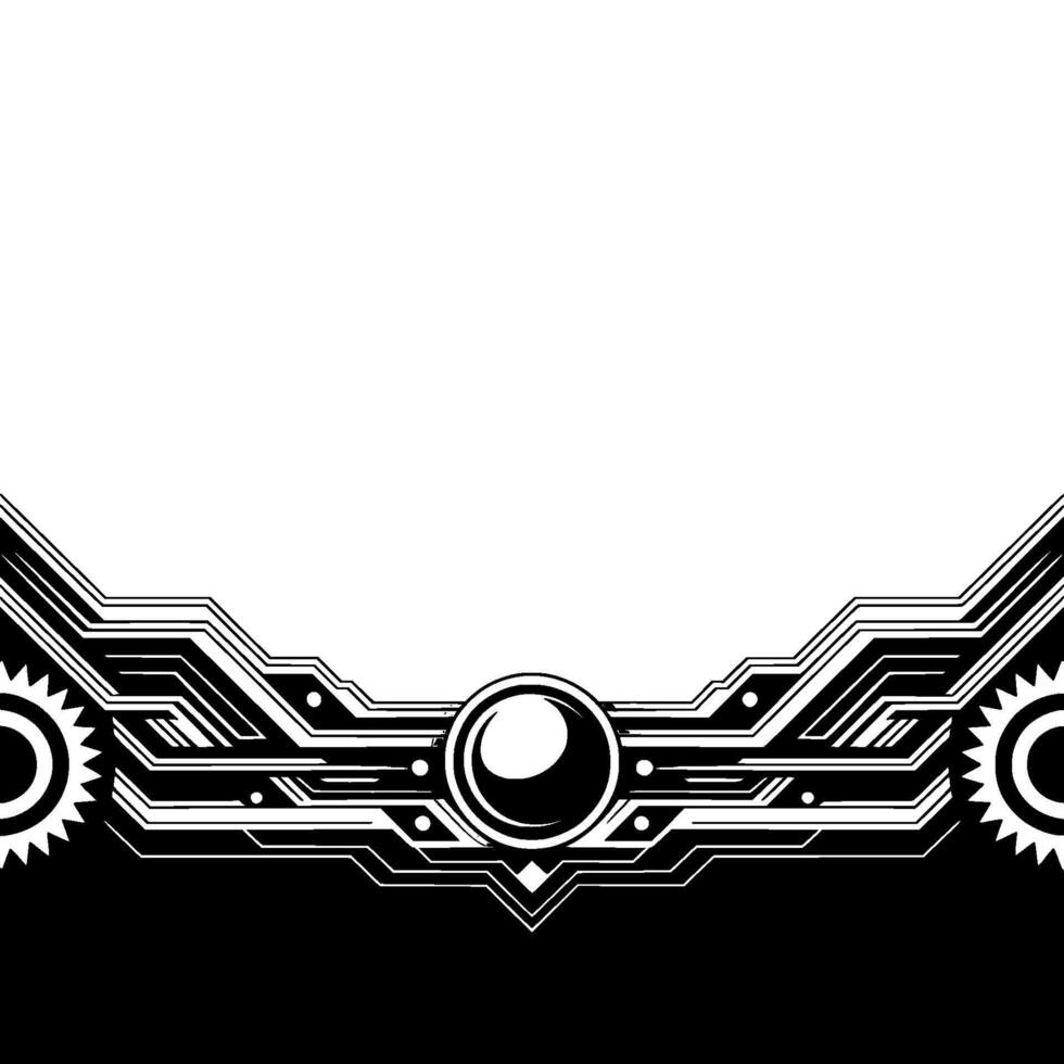 Geometric Tech Border Black White Art Deco vector