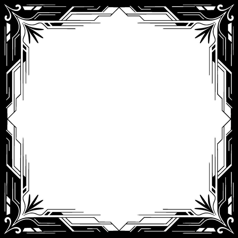 Deco Geometric Frame Black and White, Elegant Art Border vector