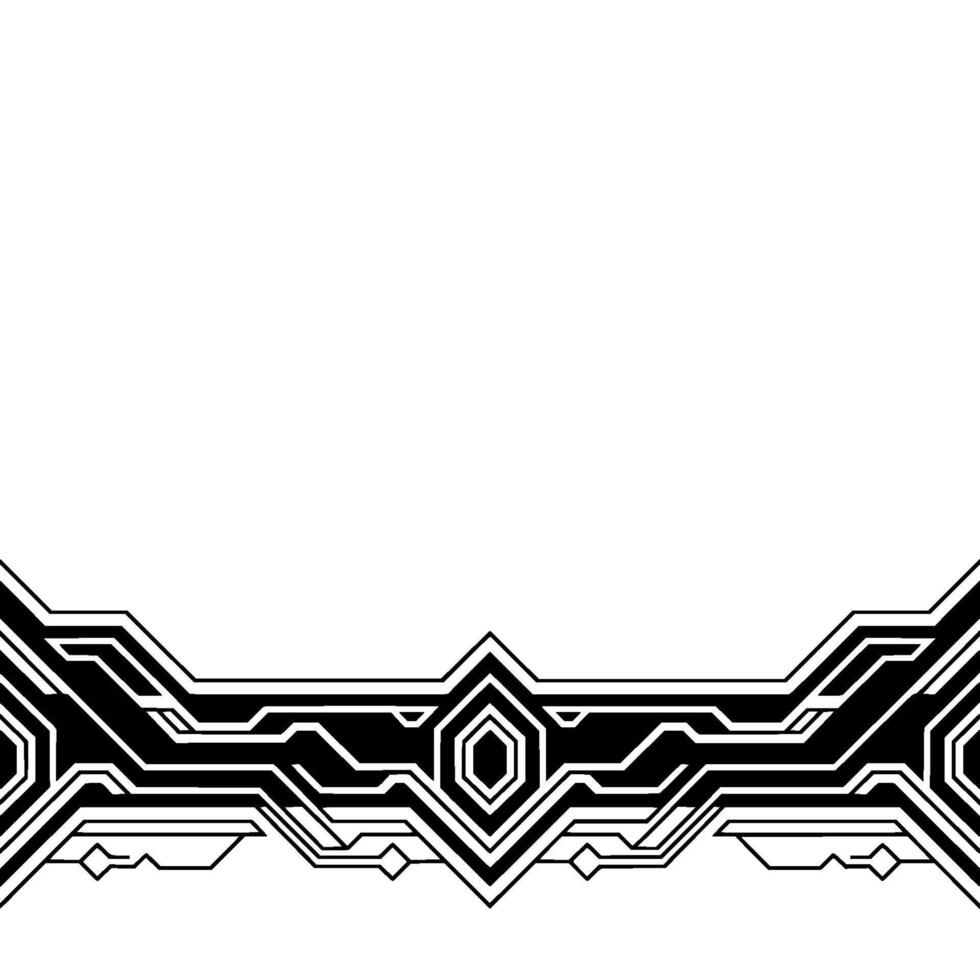 Futuristic Circuit Board Border, Black and White Tech vector