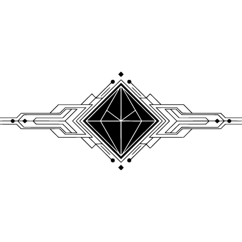 Geometric Art Deco Diamond, Black White Minimalism vector