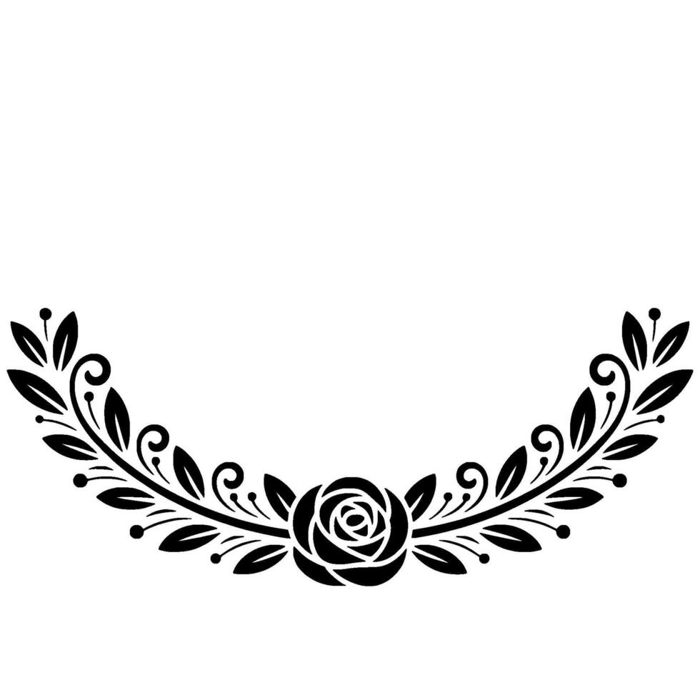 Elegant Black Floral Wreath, Minimalist for Invitations Decor vector
