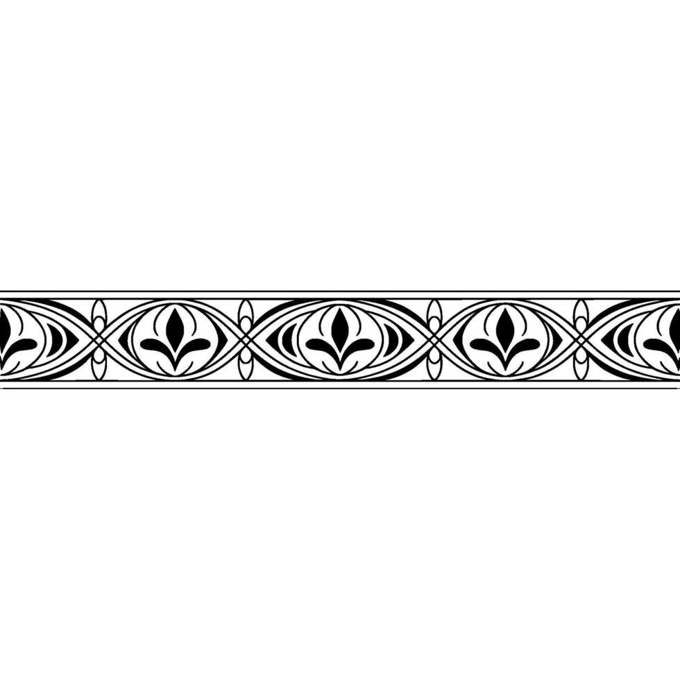 Elegant Floral Border, Black White, Decorative Element vector