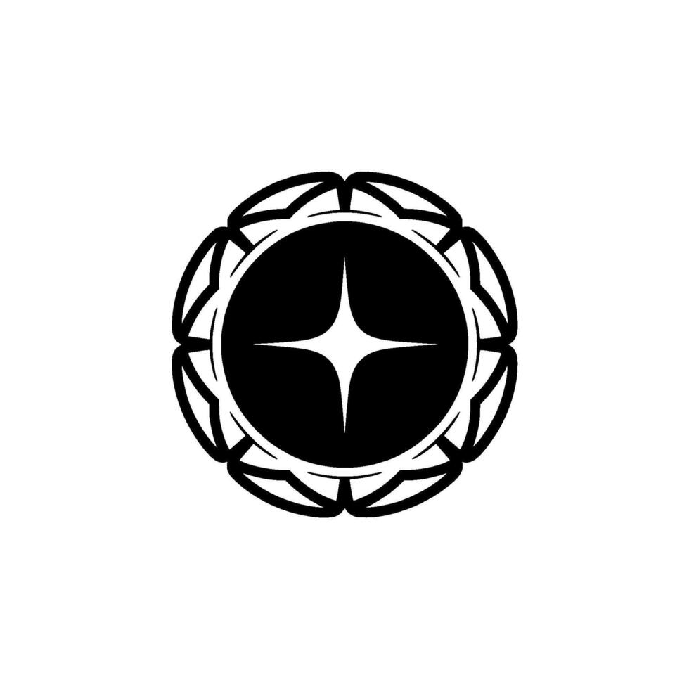Minimalist Starburst Emblem Black White vector