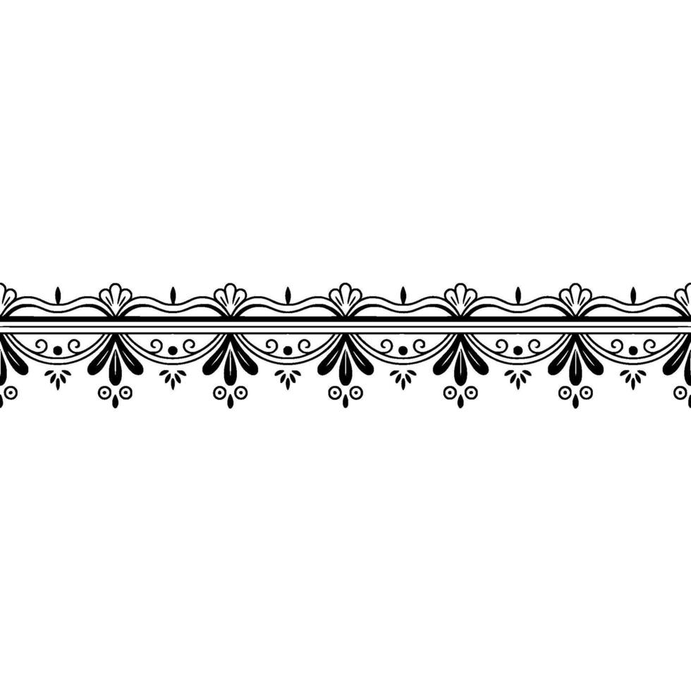 Ornamental Black and White Border Decorative Floral Pattern vector