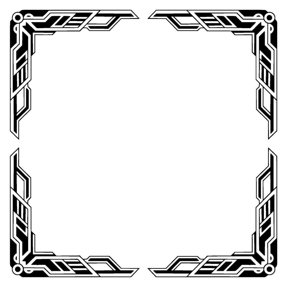 Futuristic Geometric Frame Minimalist Abstract Border in Black and White vector