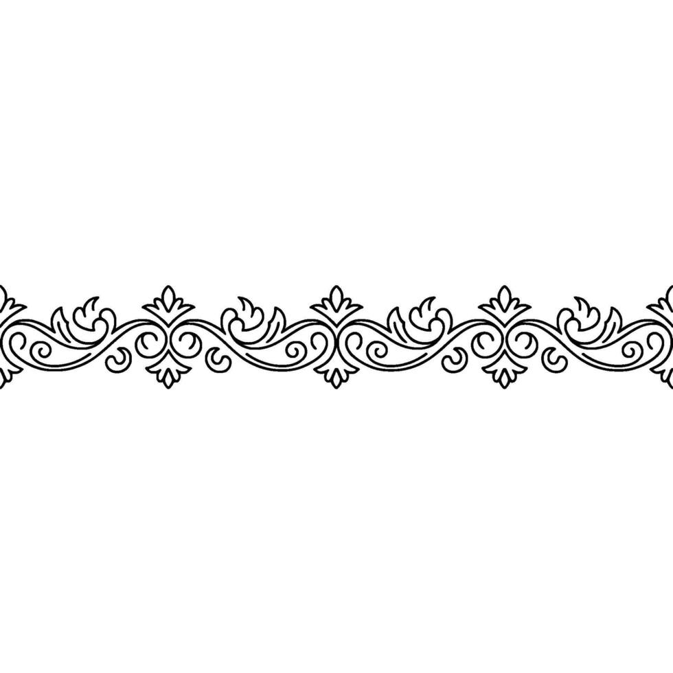 Elegant Black and White Floral Border, Decorative Element - Ornament vector