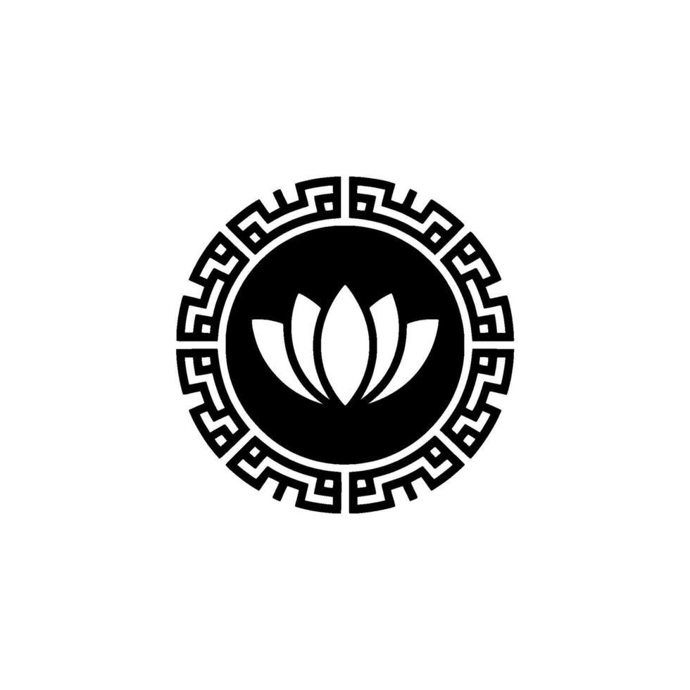 Elegant Lotus Flower Emblem in a Decorative Circular Frame vector