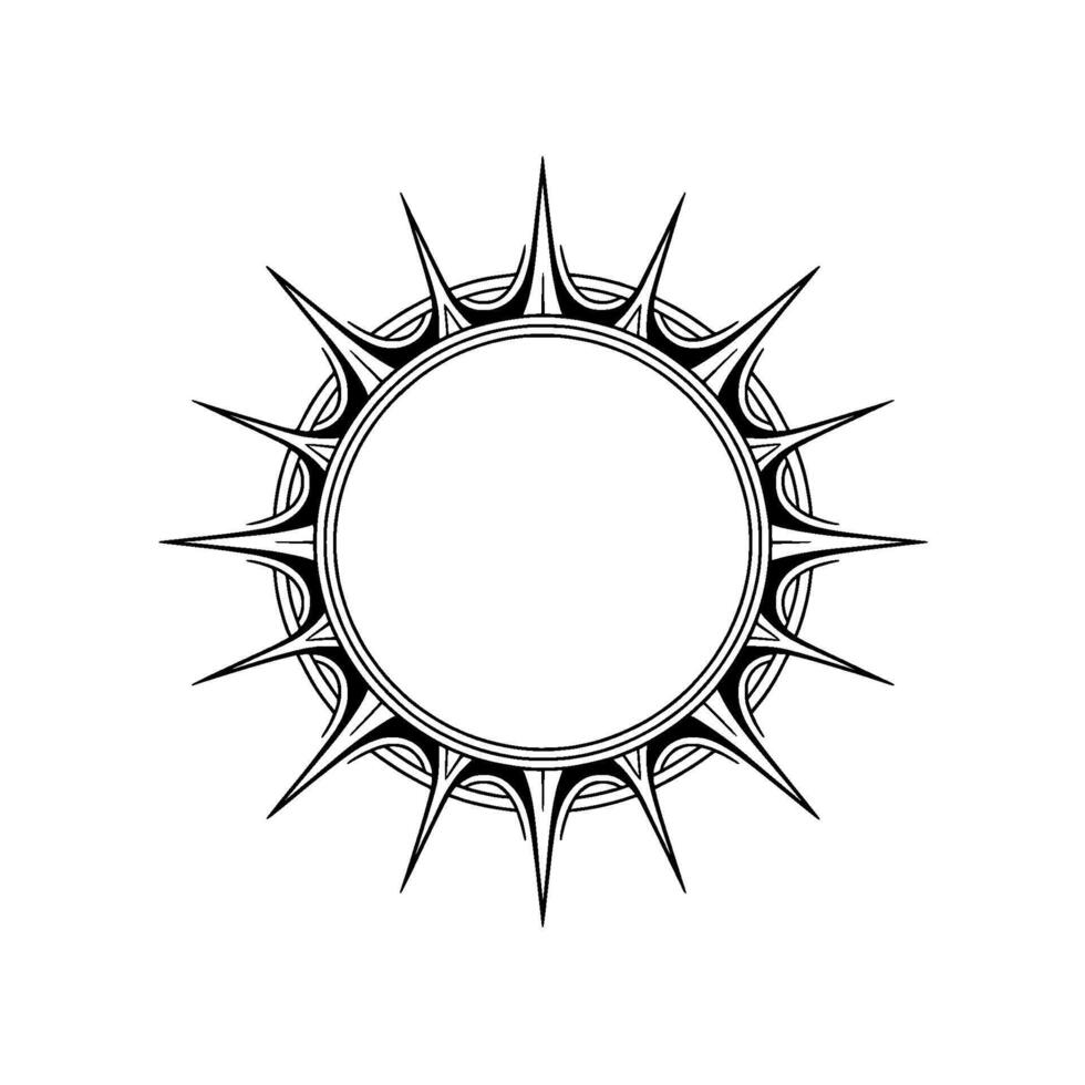 Geometric Sunburst on White, Minimalist, Modern Tattoo Style vector