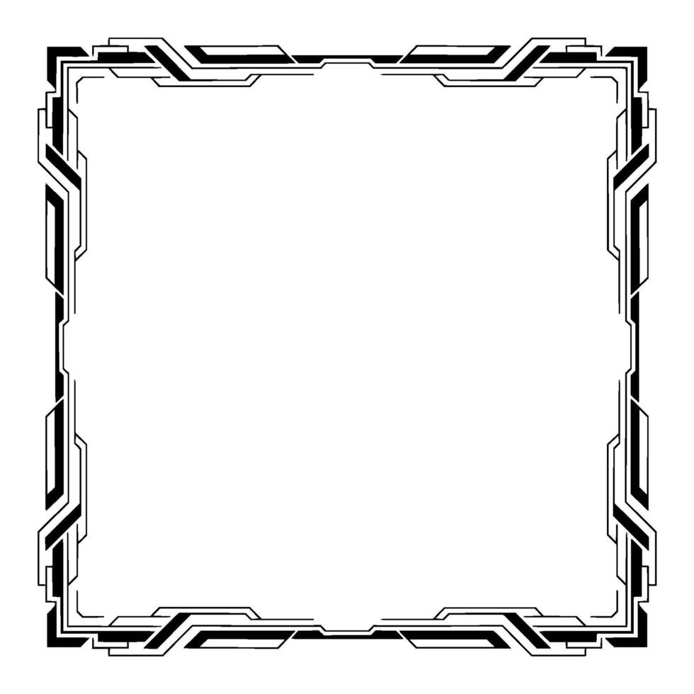 Futuristic Geometric Frame Black and White Border, Digital Element vector