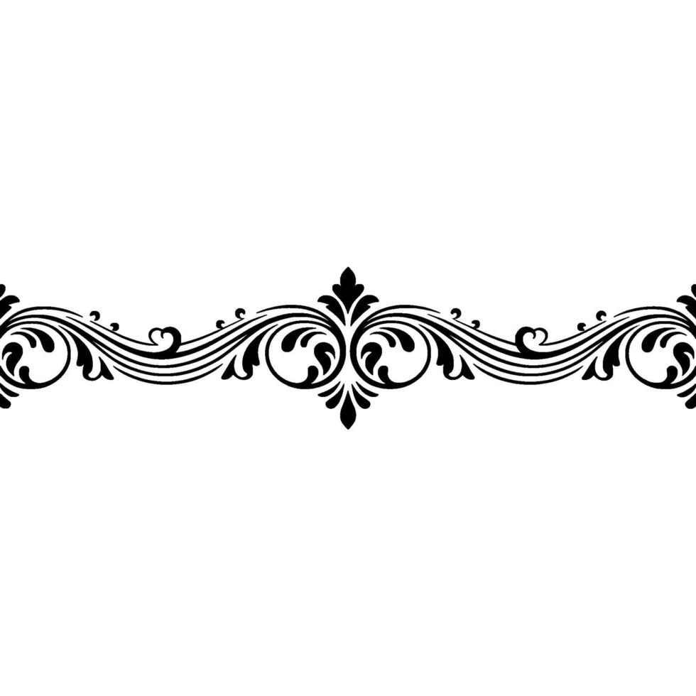 Elegant Black Floral Border on White Background Ornament - Flourish vector