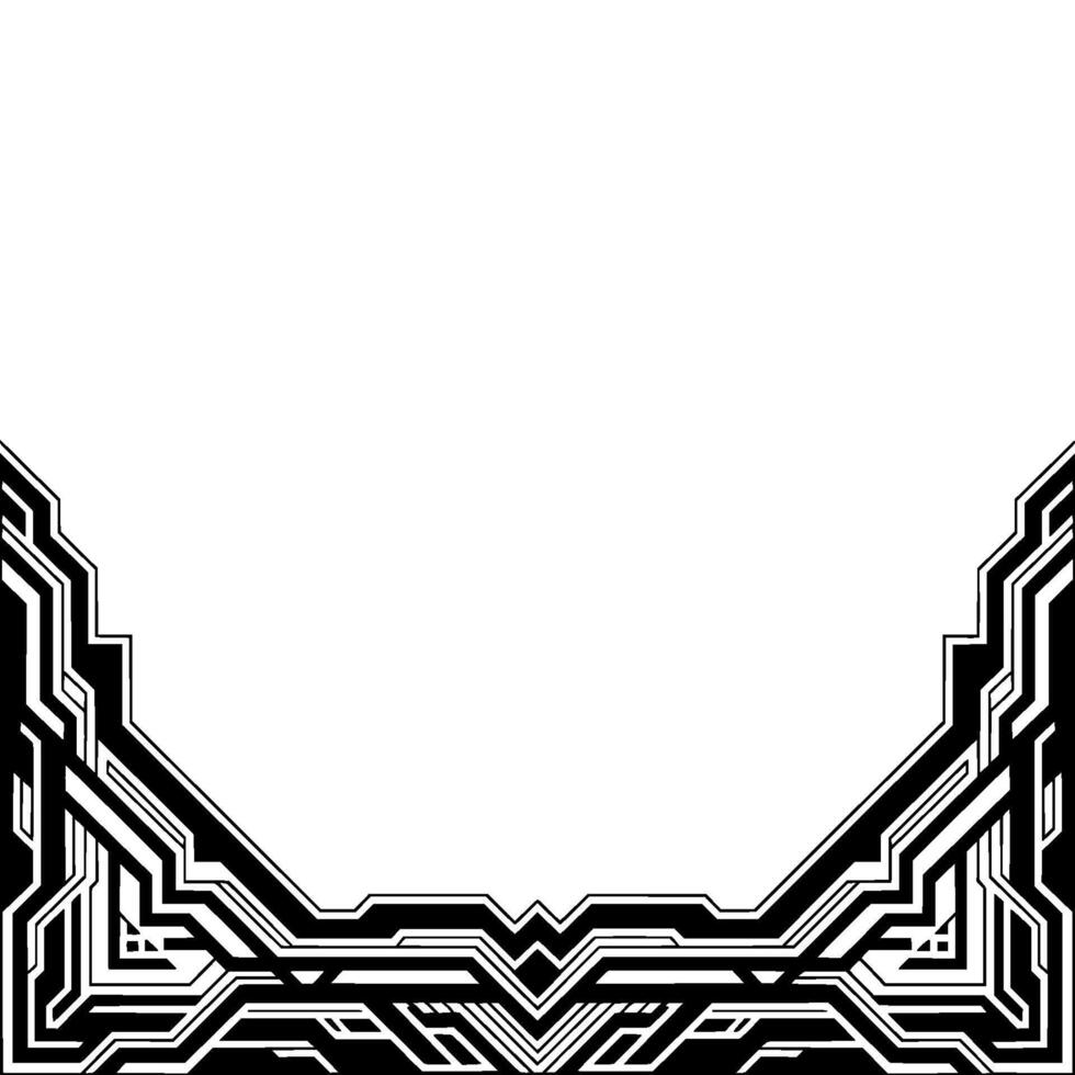 Futuristic Tech Border, Minimalist Geometric in Black and White, Frame vector