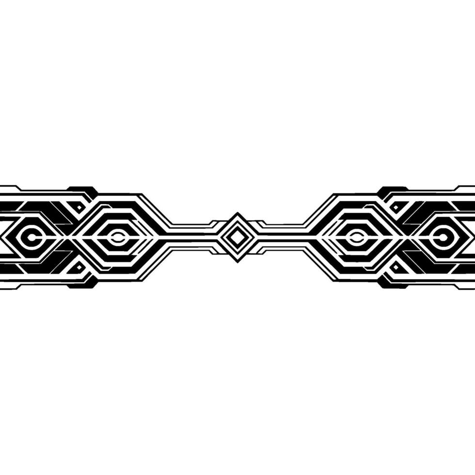 Geometric Tech Border, Futuristic Black White Ornament vector
