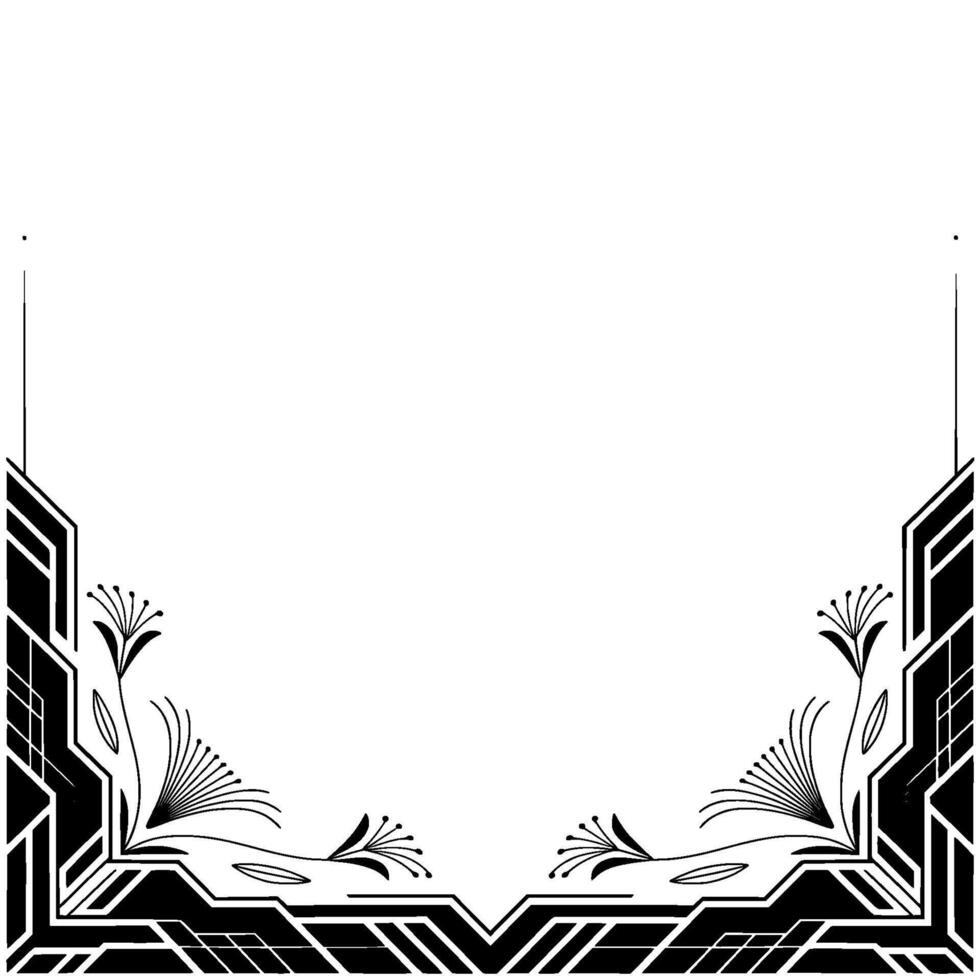 Art Deco Floral Frame on White Background vector
