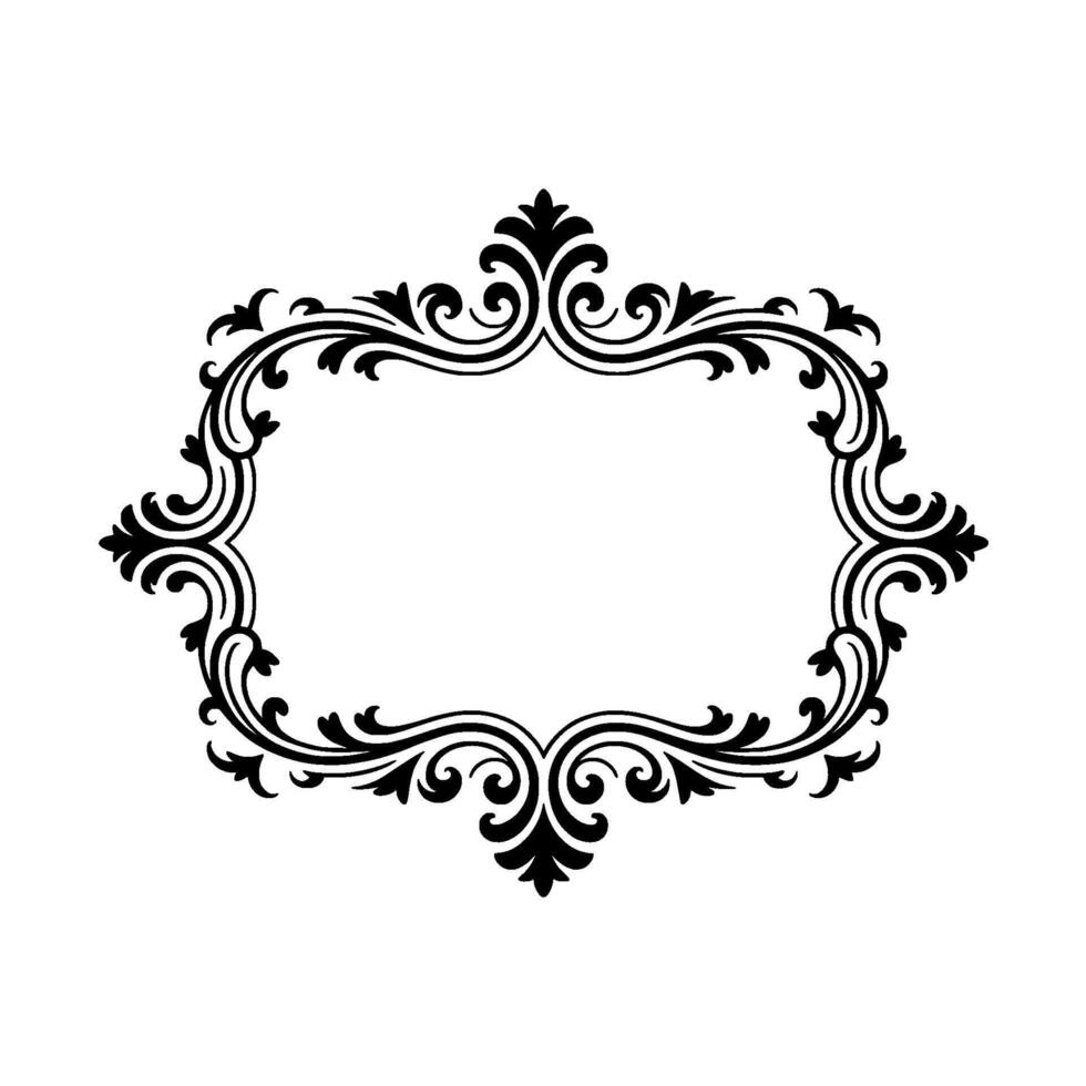 Elegant Black Floral Frame on White Background - Baroque vector