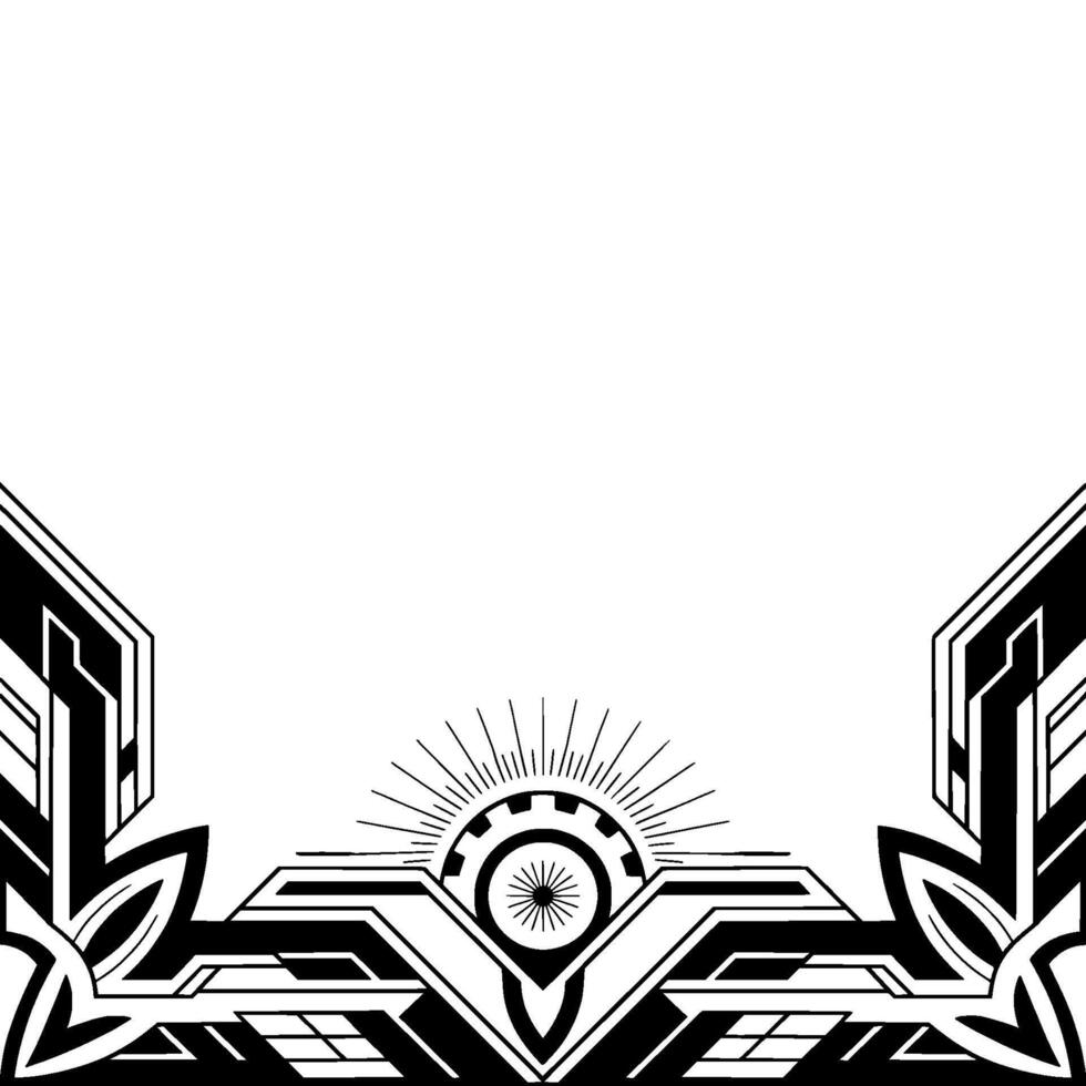 Art Deco Geometric Border, Black and White, Elegant vector