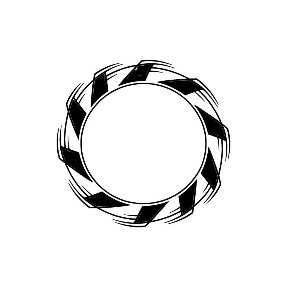 Geometric Abstract Wheel Emblem, Monochrome on White vector