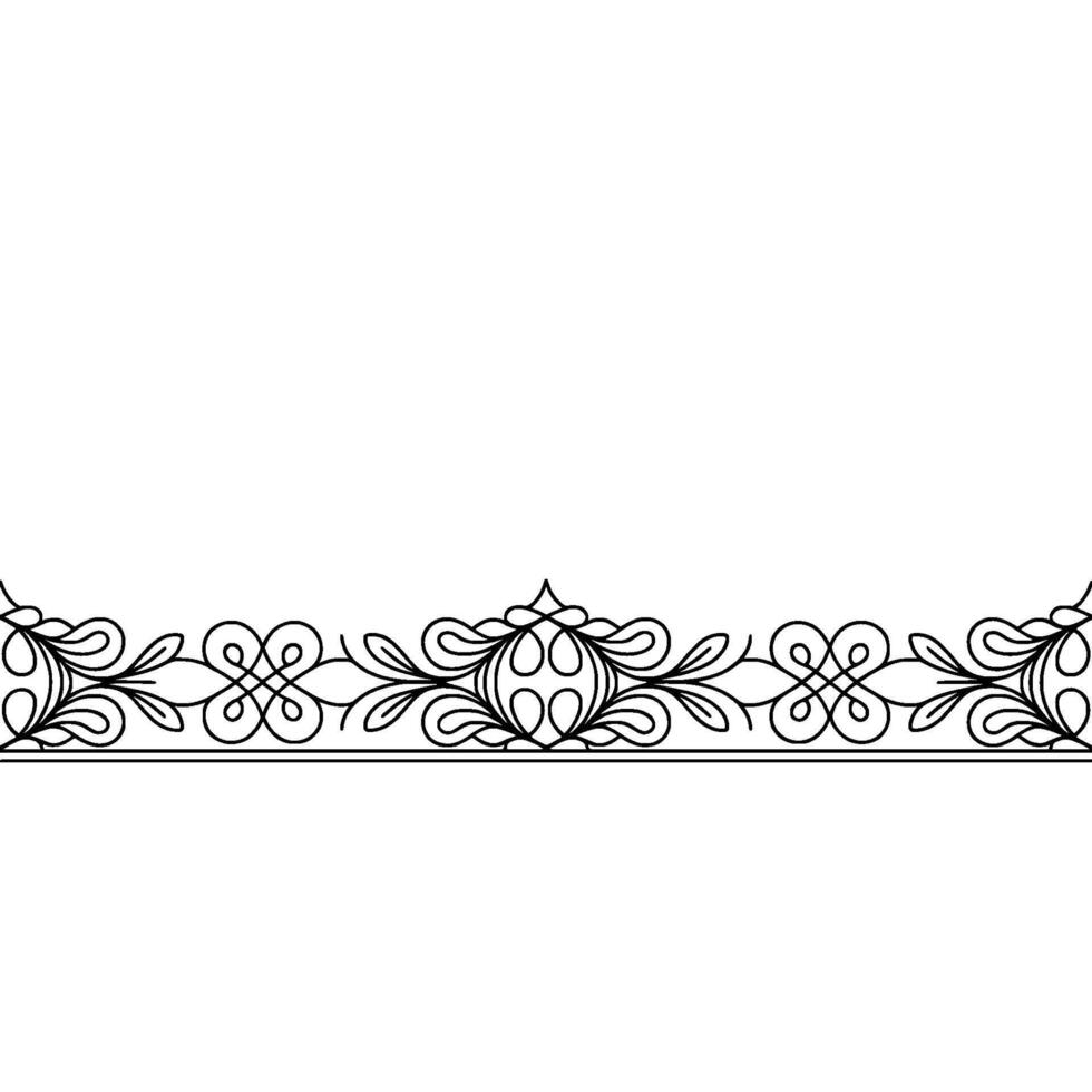 Elegant Black White Floral Border Classic Decorative Element vector
