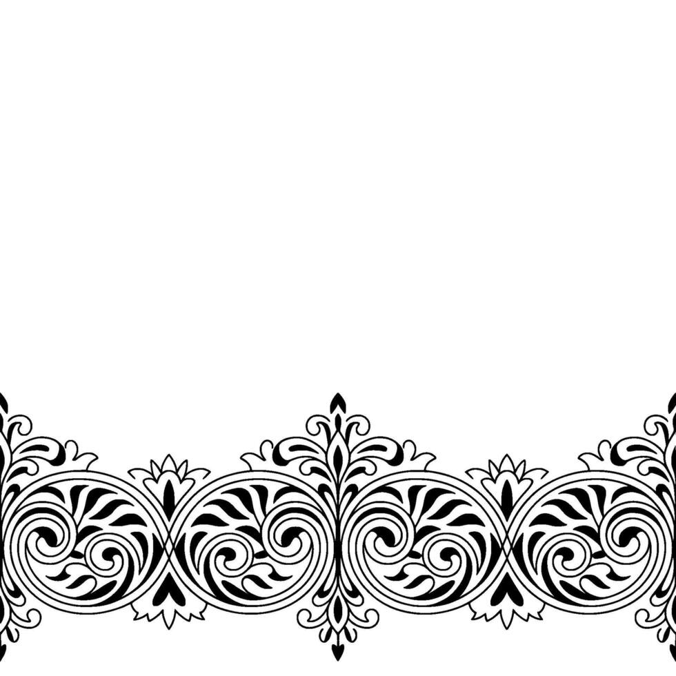 Elegant Black White Ornamental Border Floral Scroll vector
