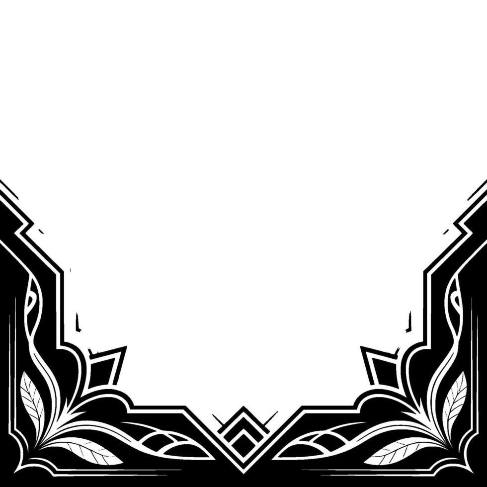 Art Deco Corner Border, Black and White Ornamental for Invitations vector