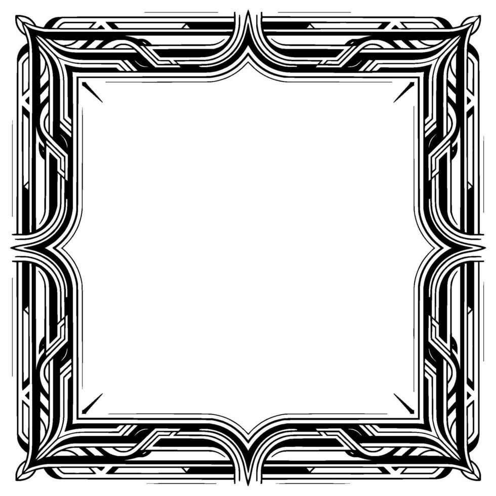 Art Deco Frame Illustration, Geometric Ornament, Black and White vector