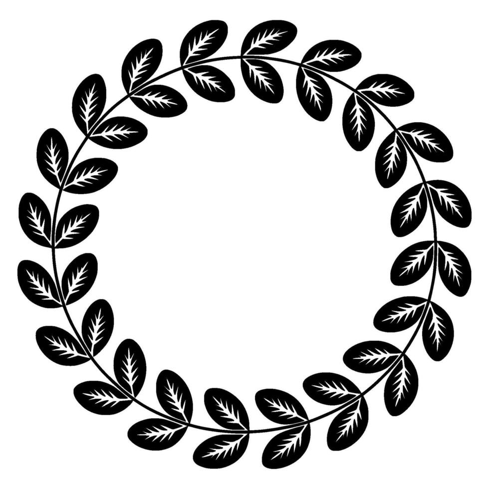 Black And White Leaf Wreath Minimalist Floral vector